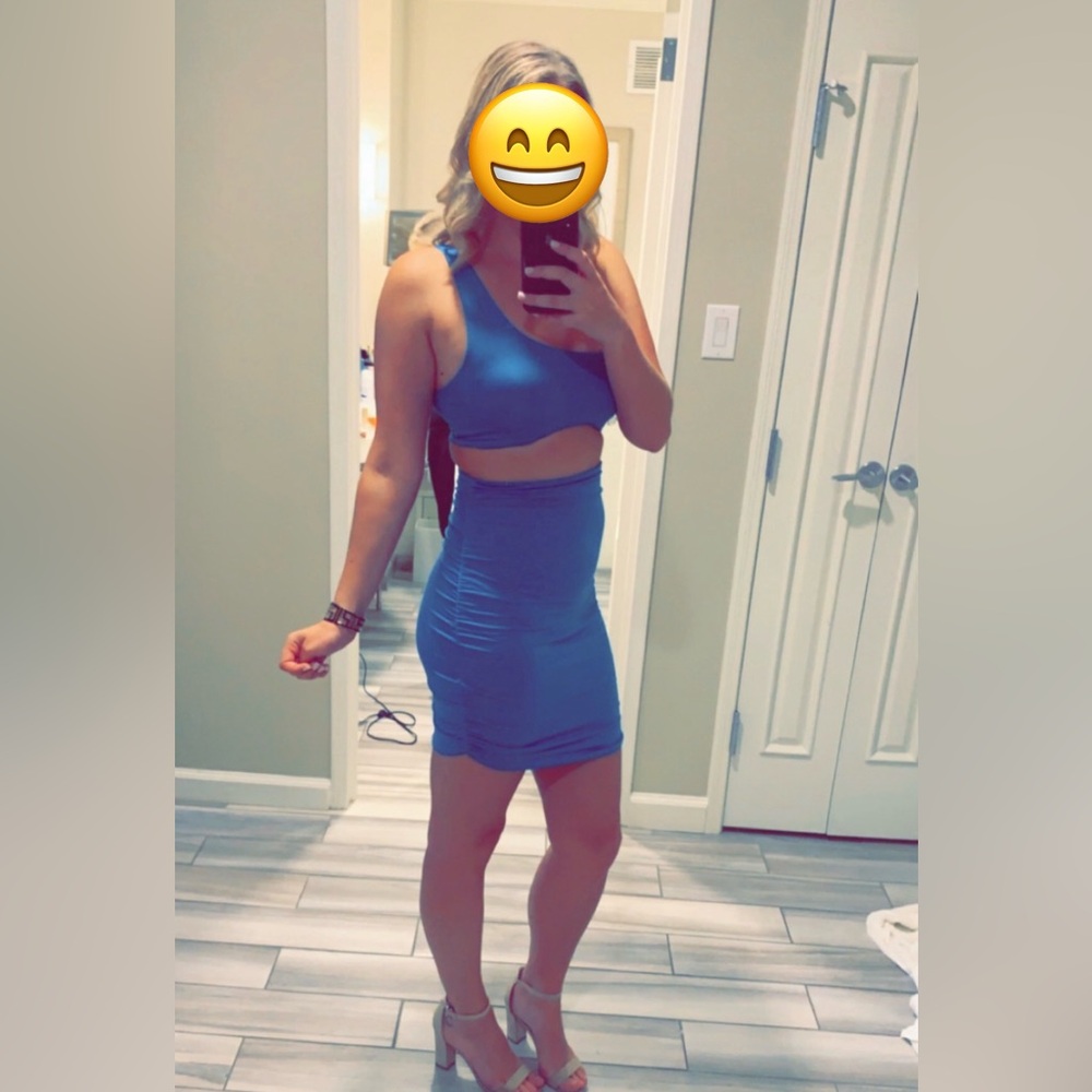 Blue One-Shoulder Dress